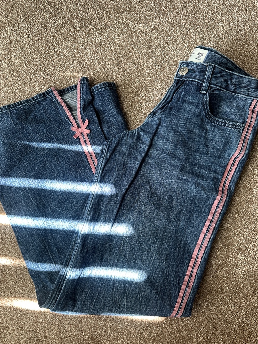 Abercrombie & Fitch Dark Blue Jeans with Pink Side Trim